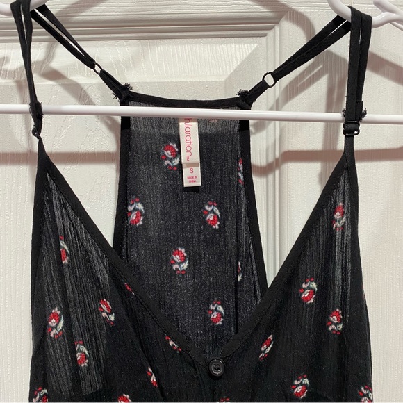 XHILARATION Women’s Floral Romper / Cover Up - black & multi-colored, size S - Picture 3 of 5